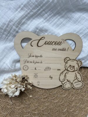 Pancarte annonce naissance – Ourson