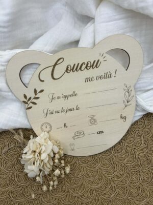 Pancarte annonce naissance - Ours