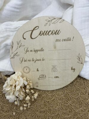 Pancarte annonce naissance - Coucou me voilà