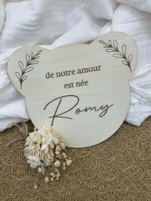Pancarte naissance en bois - Prénom